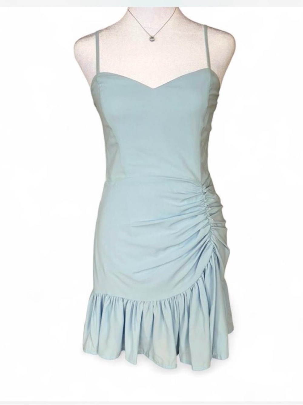 Hello Molly Light Blue Ruched Mini Dress